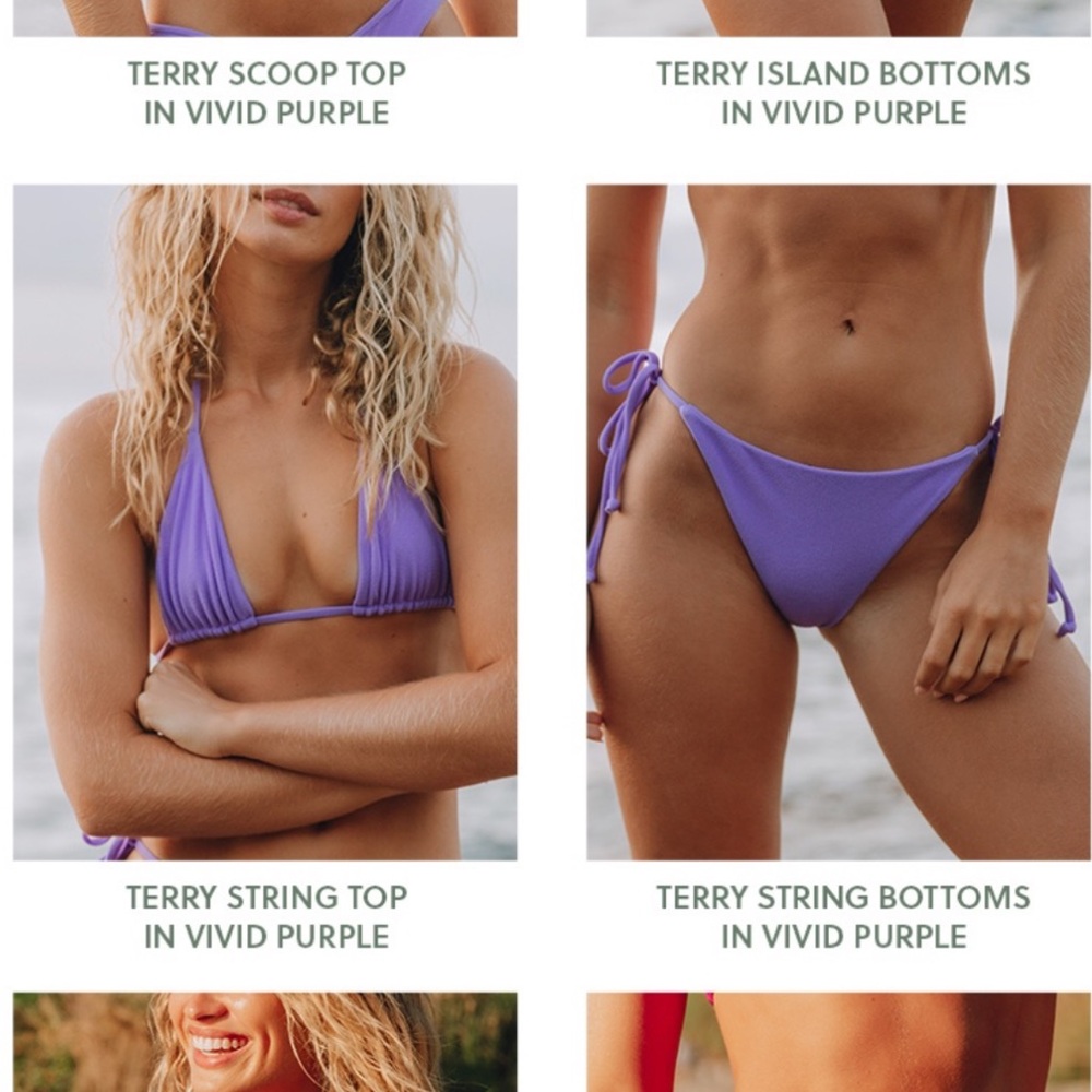 DAILY DRILLS Vivid Purple String Triangle Bikini Set